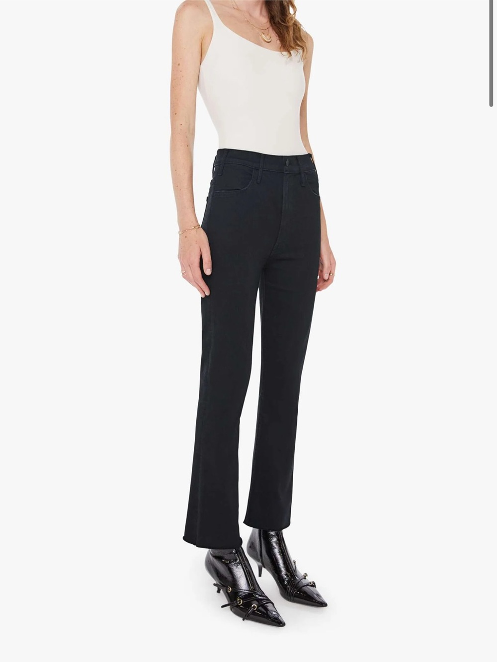 Mother Woman's Black Hustler Ankle Fray Stretch Jeans sz 27